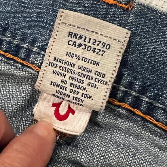 Vintage Y2K True Religion Jeans sz 36 Button Fly Distressed Grunge (READ) - Picture 4 of 12